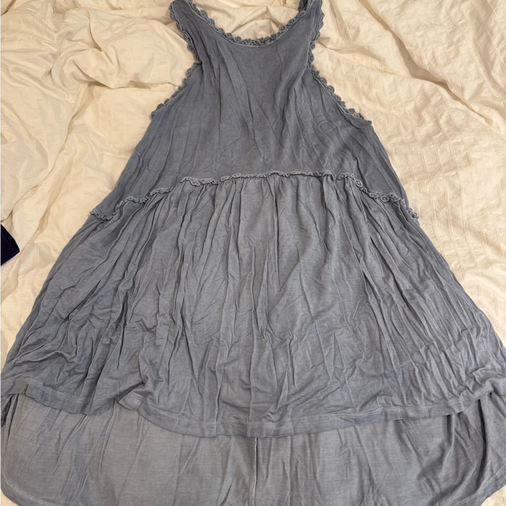 Blue Sleeveless Ruffle Dress